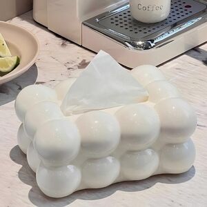 White Bubble Tissue Box Holder